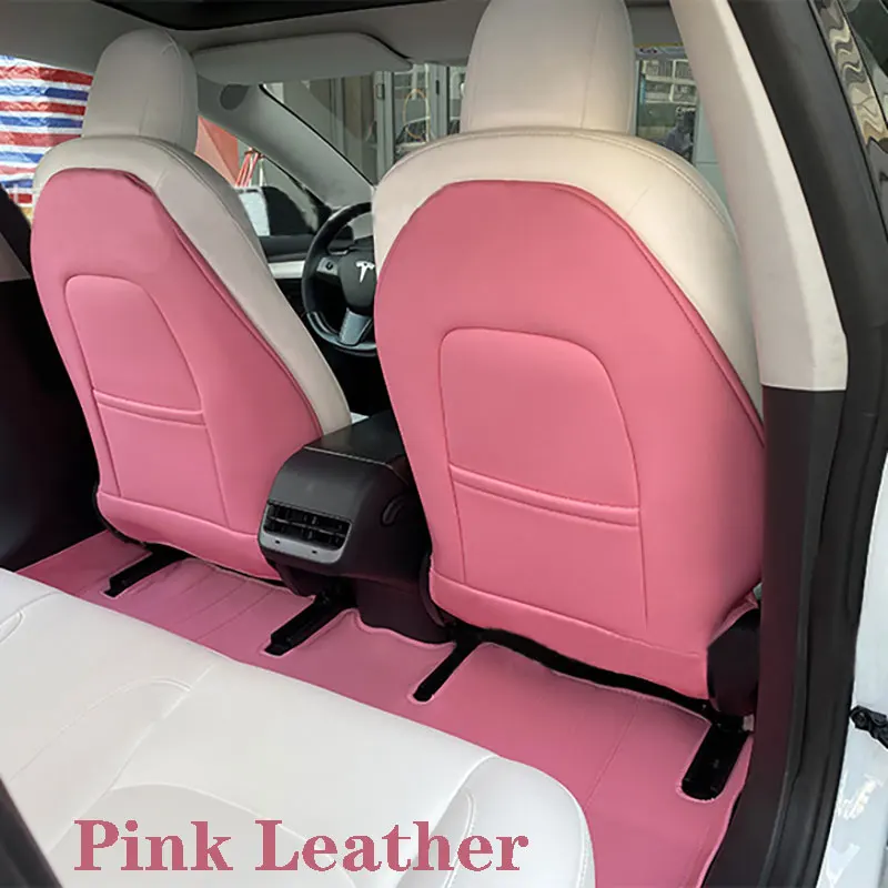 Carbon Fiber Seat Anti-kick Mat Pad Protector For tesla model 3 Y Seat Back Leather Cover Mat 2Pcs