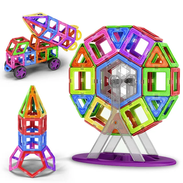 1pcs Big Size Magnetic Blocks Designer Construction Set Model Building Toy Plastic Magnetic Blocks juguetes para niños 2