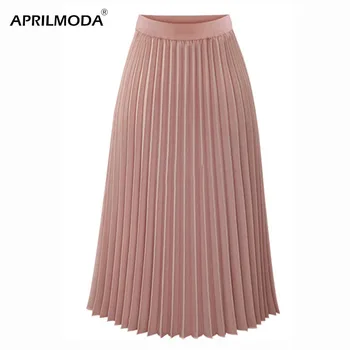 

Ladies Vintage Autumn Winter Women Casual Skirt High Waisted Elegant Pink Black White Sexy Skinny Black Pleated Skirts Female