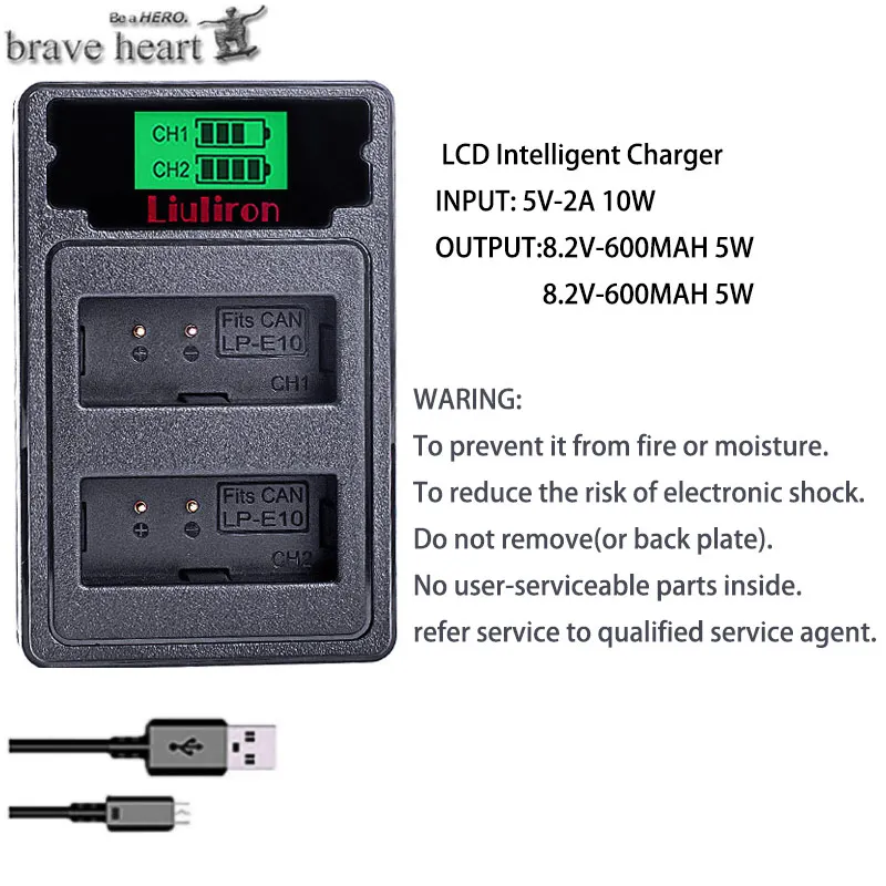 Bateria LP-E10 LPE10 LP E10 аккумулятор+ двойное зарядное устройство для Canon 1100D 1200D 1300D Rebel T3 T5 KISS X50 X70 аксессуары для камеры - Цвет: charger only