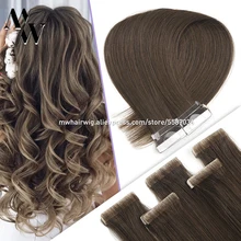 MW PU Skin Tape In Human Hair Extensions Blond Color Remy Adhesive Invisible Tape Hair 20/40PCS