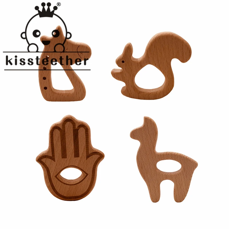 

Kissteether 10pc/lot Food Grade Beech Wooden Teethers Baby Teether for Kids Children's Toys Diy Making Wooden Rings Teething Toy