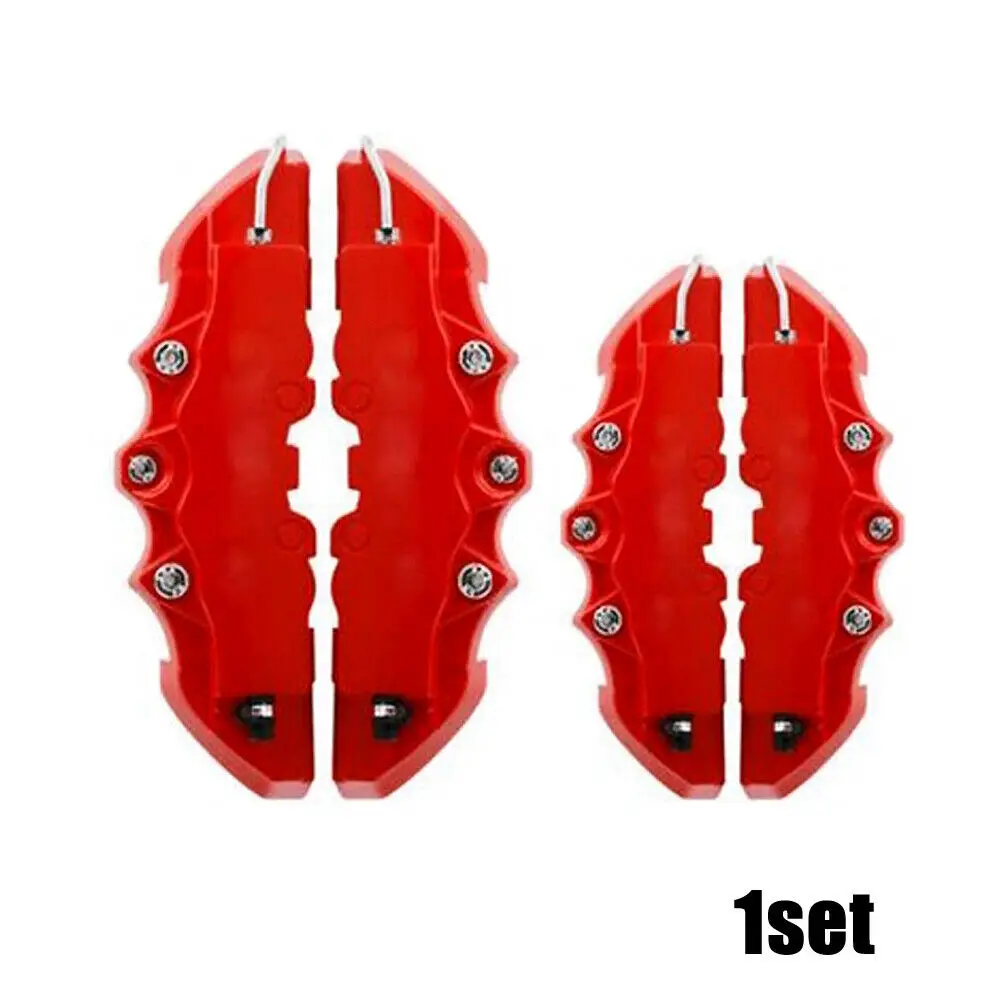 Car Truck Disc Brake Caliper Covers 1 pair 3D Auto Front Rear Disc Brake Caliper Cover Decoration Universal Kit Red Cover