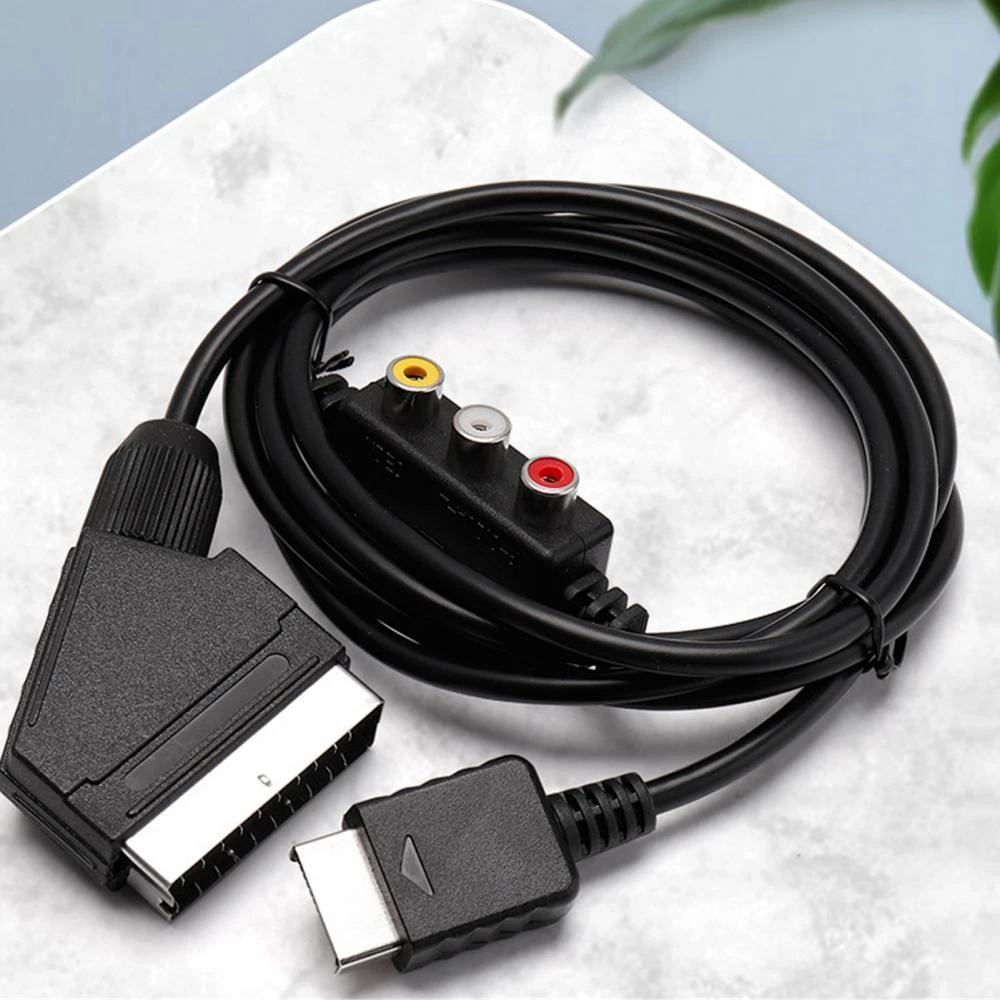 2 in 1 RGB SCART + AV RCA Output Cable Cord 1.8 Meters for Sega Dreamcast HDMI-compatible Set Top Box Media Player