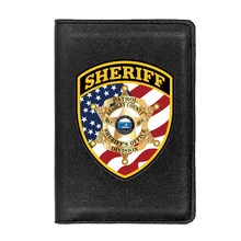 

Sheriff Patrol Division Passport Cover Leather Men Women Slim ID Card Holder Pocket Wallet Case Travel Accessories