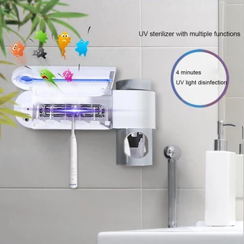 

3 In 1 Multifunctional Ultraviolet Toothbrush Disinfection Sterilizer Toothpaste Squeezers Toothbrush Rack Shelf UV Disinfector