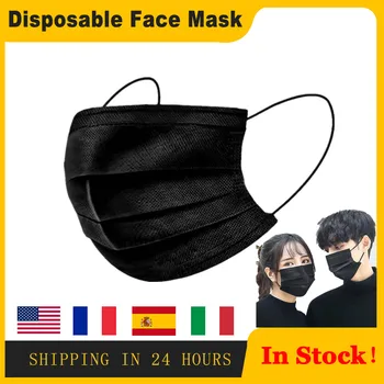 

50pc Black Mask mondkapjes Disposable Mouth Face Mask Carbon 3-Layer Breathable Face Masks