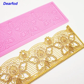 

DBS021 Elegant Flower Pattern Silicone Lace Mold Sugar Craft Cake Brim Decoration Tool Kitchenware DIY Tool