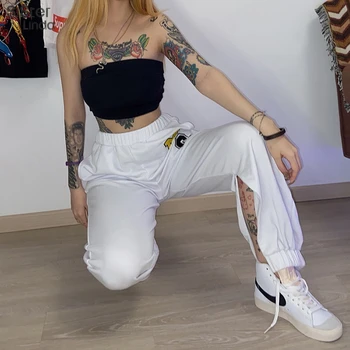 

Sisterlinda Letter Print Streetwear Pants Sweatpants Women High Waist Side Zipper Jogger Pants Dancing Trousers For Women 2020