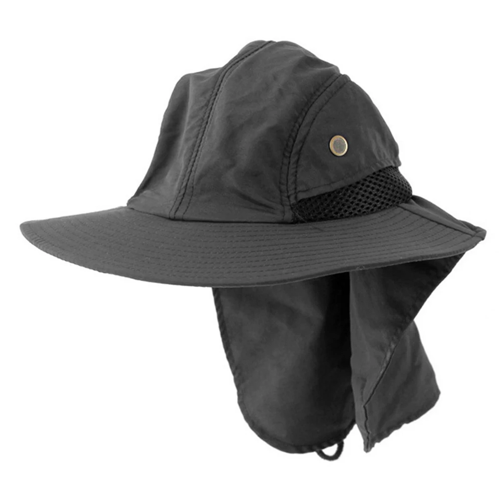 Черный Fishing Hat Sun Protective Breathable Wide Brim Adjustable Cap for Outdoor SAL99 - Цвет: Черный