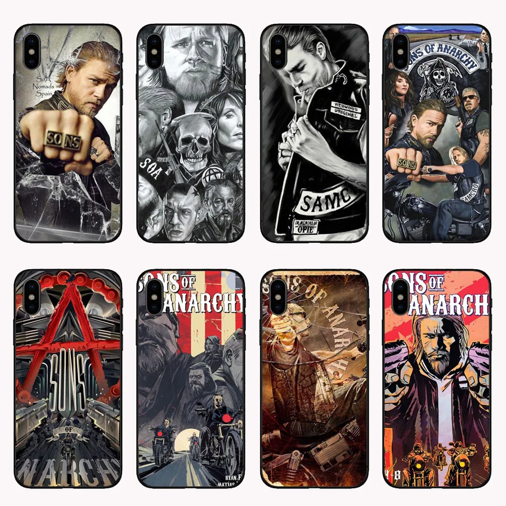 American TV Sons of Anarchy Phone Black Soft silicone TPU Cases Cover For iphone 5 5S SE 6 6S 7 8Plus X XS XR MAX |