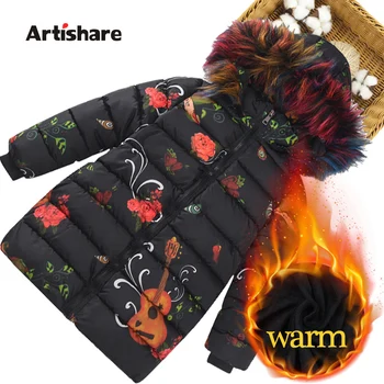 

Girls Coat Outerwear Floral Girls Coats Fur Hoodies Thick Warm Children's Jackets Winter Children's Clothing Girl 6 8 10 12 14
