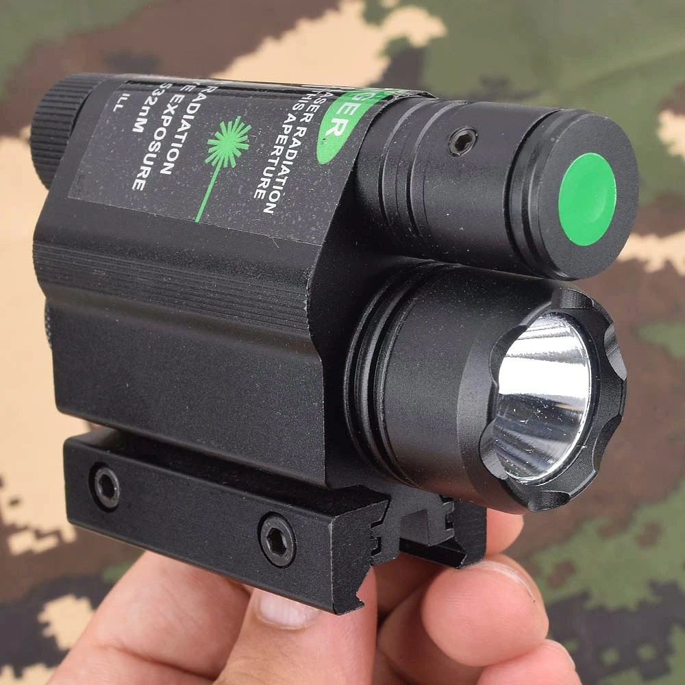 Tactical LED Flashlight Green / Red Laser Sight For 20mm Rail Mini Glock Pistol Gun Light lanterna Airsoft Light-1