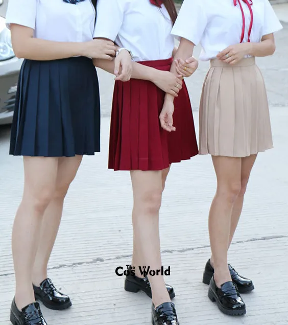 XS-3XL 17 Colors Girl's Japanese Summer High Waist Pleated Skirts For JK School Uniform Students Cloths 2
