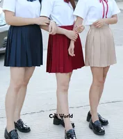 XS-3XL 17 Colors Girl's Japanese Summer High Waist Pleated Skirts For JK School Uniform Students Cloths 2