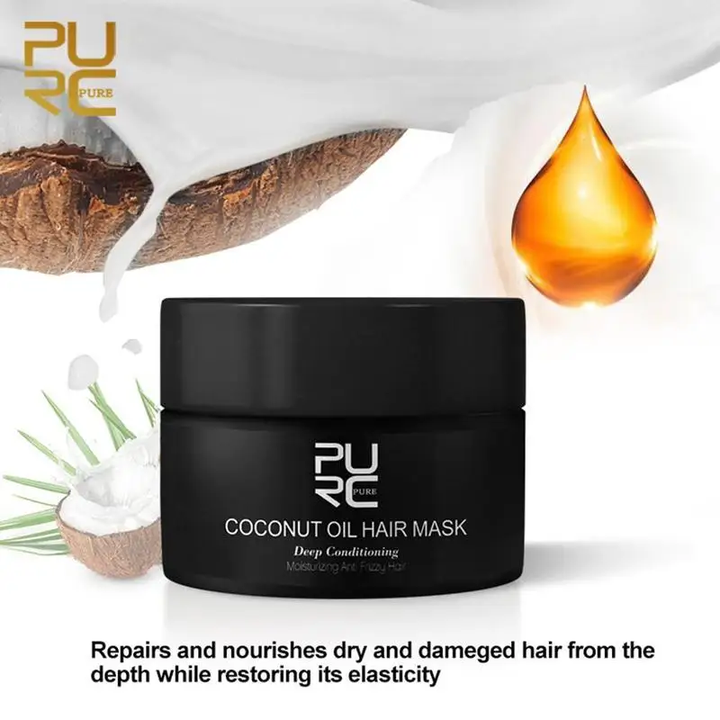 Coconut Oil Hair Mask Repairs Damage Hair Restore Keratin Hair & Scalp Treatment Deep Conditioning Hair Anti Frizzy Hair 60ml