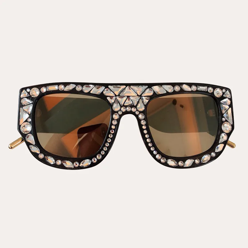 No.4 sunglasses Квадратные Солнцезащитные очки для женщин Роскошная Алмазная оправа брендовые дизайнерские зеркальные солнцезащитные очки - Цвет линз: No.4 sunglasses