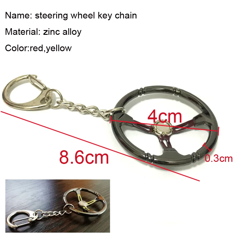 

Hot Fashion Keychain Auto Part Stainless Steel Car Steering Wheel Model Keyring Car Keychain Gift Pendant Car Styling Keyfob