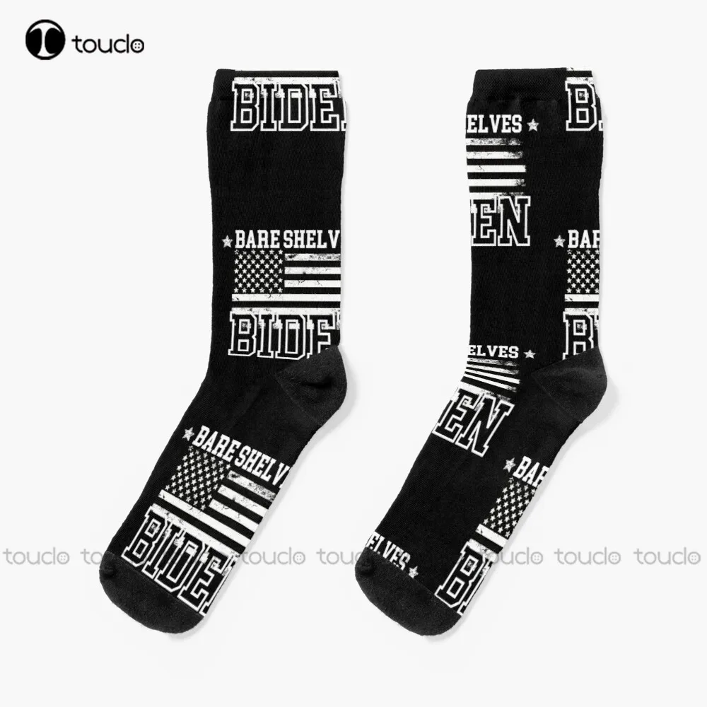 

Bare Shelves Biden Socks Black Mens Socks Personalized Custom Unisex Adult Teen Youth Socks 360° Digital Print Christmas Gift