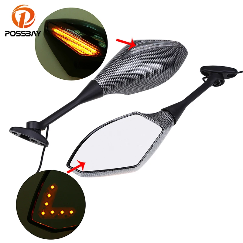 POSSBAY LEDS Arrow Turn Signal Integrated Rearview Mirror For Honda CBR600RR 2003 2008 CBR1000RR