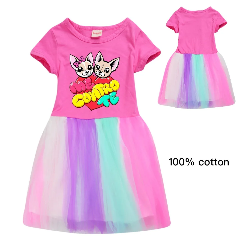 A-Line Cartoon Kids Dresses For Girls Me Contro Te Girl Summer Dress Fashion Kids Frocks Clothes Toddler Vestito Per Bambini