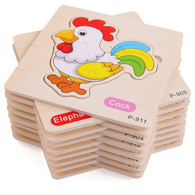 Wooden Puzzle 3D Puzzles Educational Toy Montessori Cartoon Anime Puzzle Toys for Children Kids Gifts Animal Puzzle toy 5