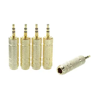 

5PCS 6.5mm 1/4" Female F to 3.5mm 1/8 Male Plug Earphone Audio Adapter Connector