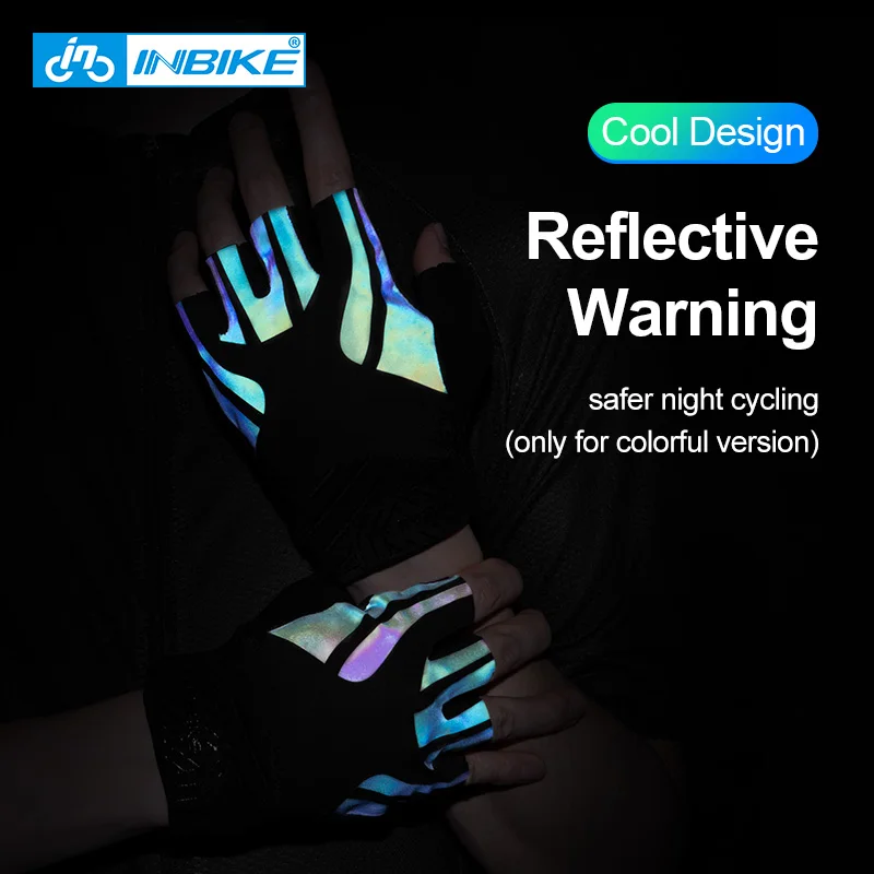 Cycling Gloves INBIKE Half Finger MTB Summer Bicycle Riding Palm Pad Reflective