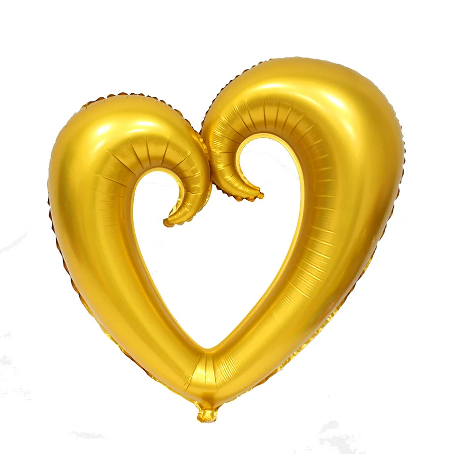 Большие полые шарики из фольги разных форм, свадебные украшения, гелиевые шары на День святого Валентина, золотые вечерние шары в форме сердца - Цвет: Золотой