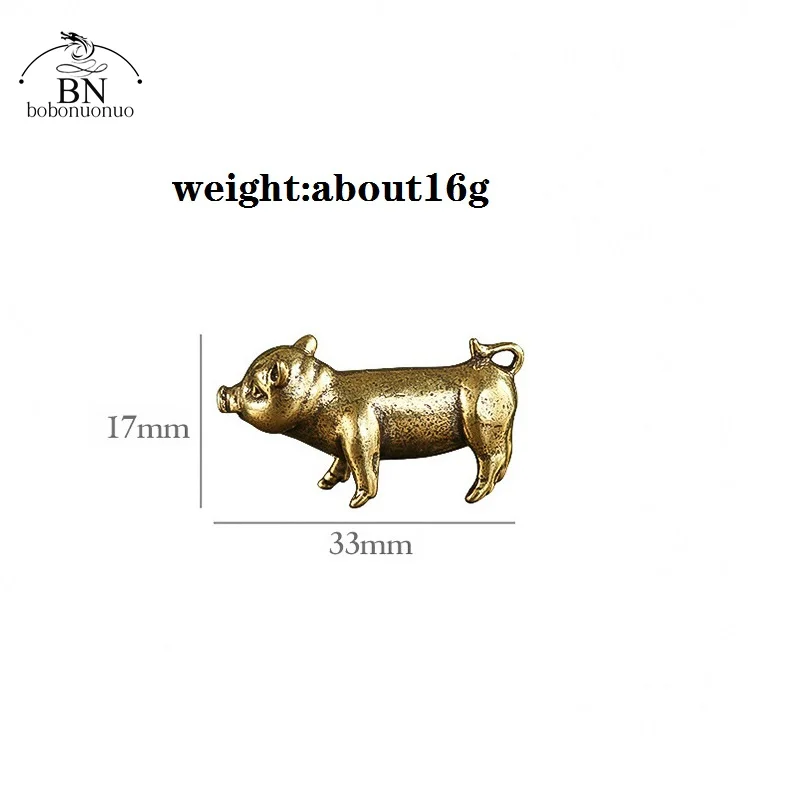 Retro Brass Handmade Pig Miniatures Figurines for Tea Pets Decoration tea pet ornaments