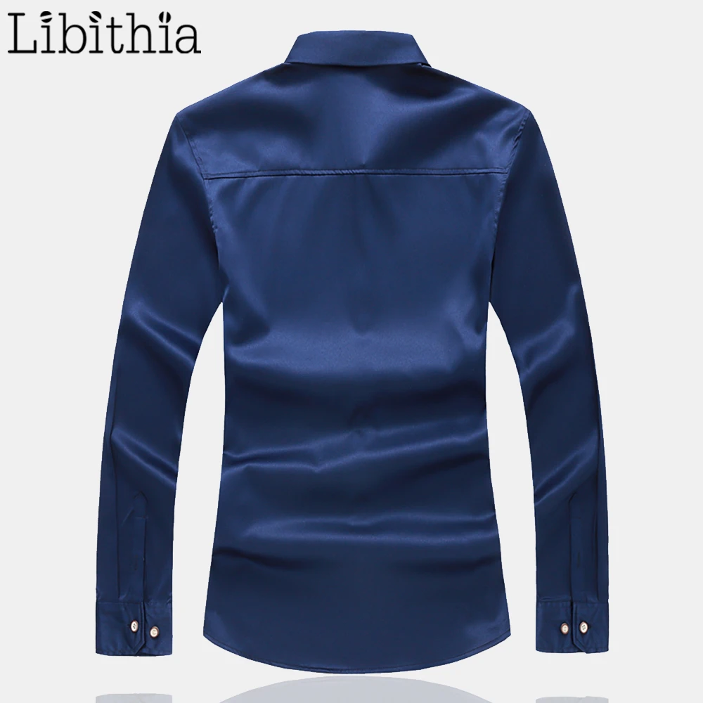 Libithia/мужские рубашки с принтом и длинными рукавами; сезон осень; большие размеры 7XL; темно-синий, черный, белый цвет; одежда для мужчин; Camisa Social Masculina; A102