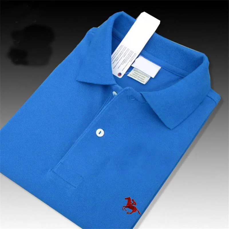 Высокое качество, поло с логотипом, цветная крокодиловая брендовая рубашка поло, повседневные рубашки поло, мужские рубашки поло с коротким рукавом, Новое поступление, топы, футболки - Цвет: Medium blue