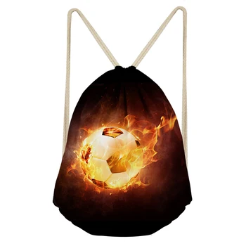 

2020 burning Fire Soccer Football Drawstring Bag male string bag backpack bulk for Travel women Custom Makeup Bag Bolsos Mujer