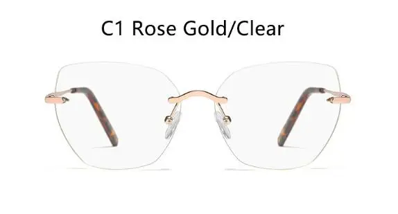 C1 rose gold Сплав ноги кошачий глаз очки дизайнер оптические очки оправа винтажные Модные прозрачные линзы без оправы очки - Цвет оправы: C1 rose gold
