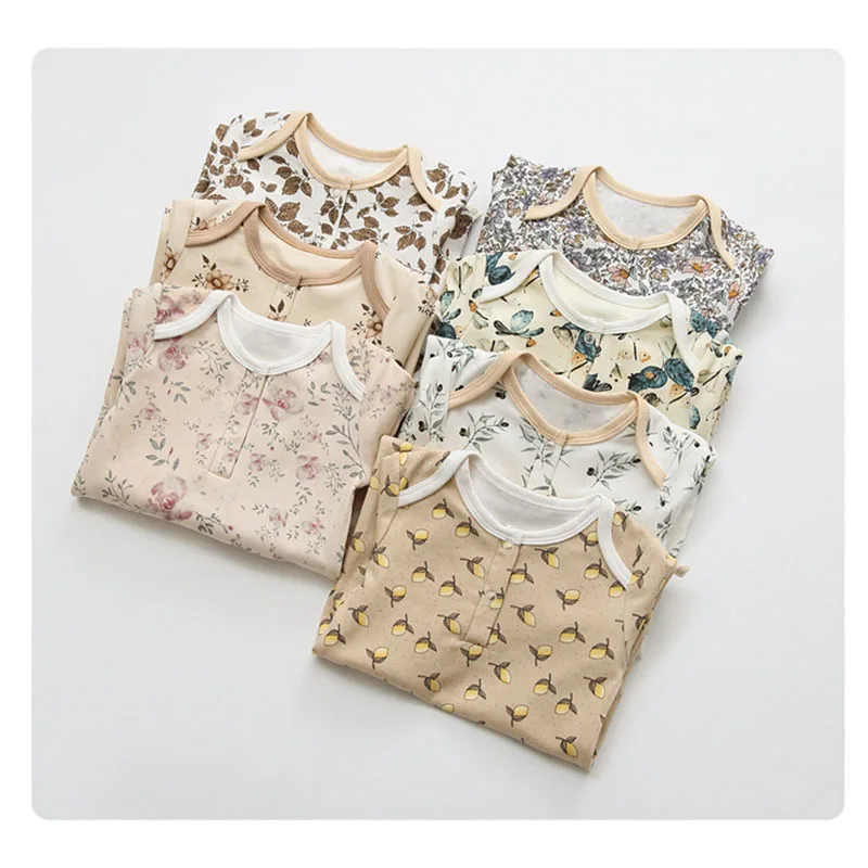 0-24M Newborn Kid Baby Boys Girls Clothes Long Sleeve Print Floral Romper Cute Sweet Stretch Cotton Jumpsuit New born Outfit
