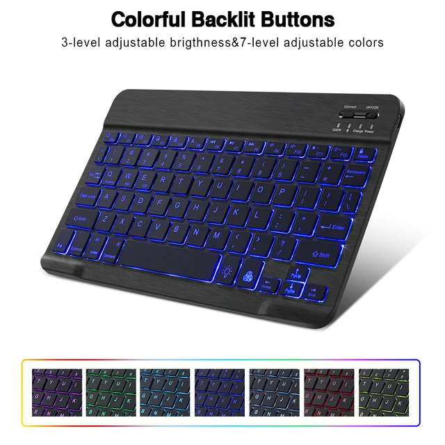 Teclado Bluetooth con panel táctil Teclado inalámbrico portátil recargable  para tableta Bluetooth con panel táctil y retroiluminación de 7 colores