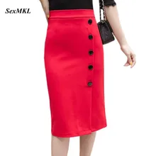 Женская офисная юбка красного цвета размера плюс, весна, модная Рабочая черная юбка средней длины, сексуальная элегантная женская летняя юбка с высокой талией