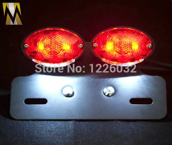 Schwarz Custom Motorrad Cat Eye LED Brems Rück Licht Kennzeichen Halterung Rot Schwarz Custom Motorrad Cat Eye LED Brems Rück Licht Kennzeichen Halterung Rot