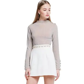 

2020 Spring Autumn Women Turtleneck Long Sleeve T-shirts Tee Girls Solid Slim Basic Glitter Tees T shirts Tops For Female 1231