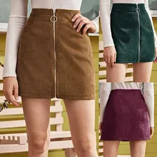 Женская Вельветовая Сексуальная плиссированная мини-юбка на молнии с высокой талией для девушек, faldas mujer moda юбки женские юбки
