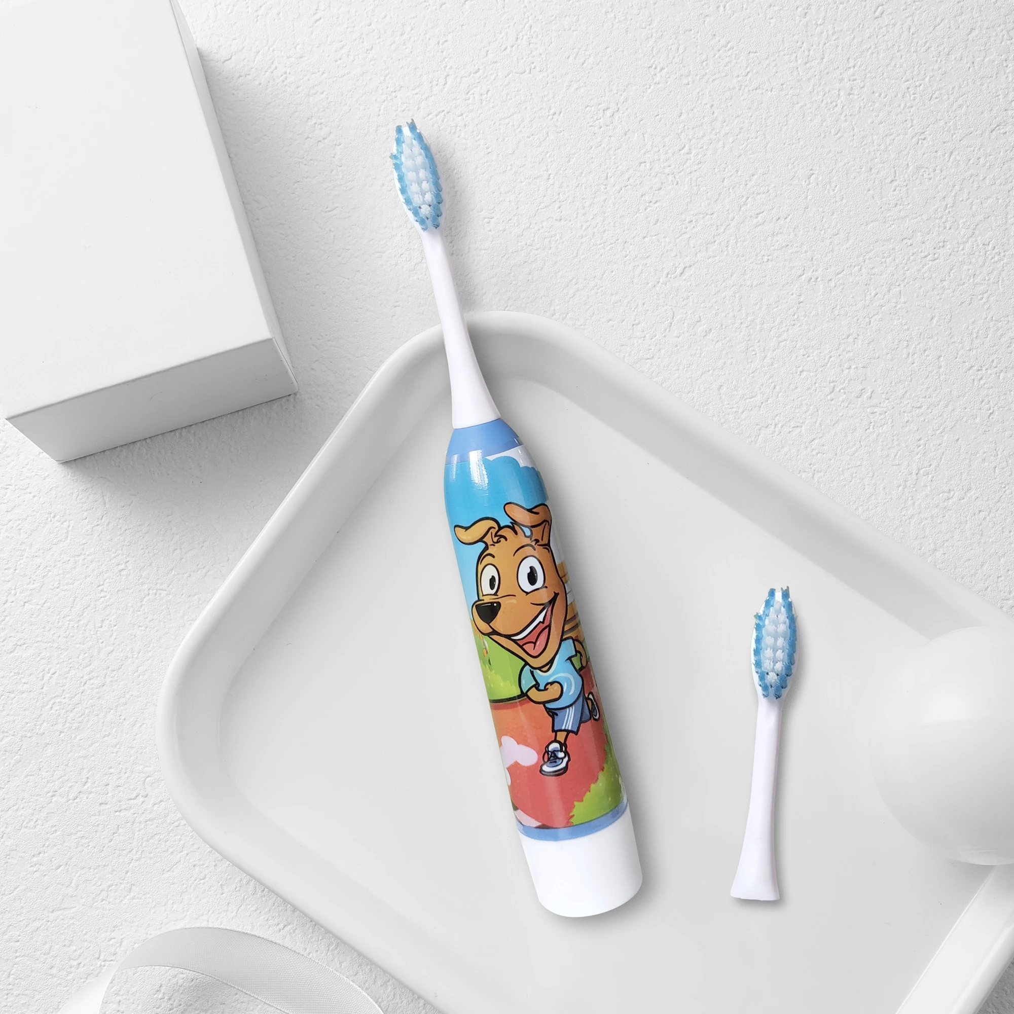 Children Carton Electric Toothbrush Waterproof Design Battery Replacement brush head baby dental care dropshipping