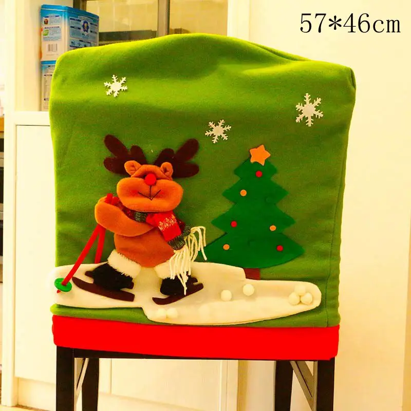 57x46cm Чехол на стул с рождественским принтом, растягивающийся Рождественский чехол на сиденье для столовой, съемный моющийся чехол, вечерние принадлежности - Цвет: 57x46cm