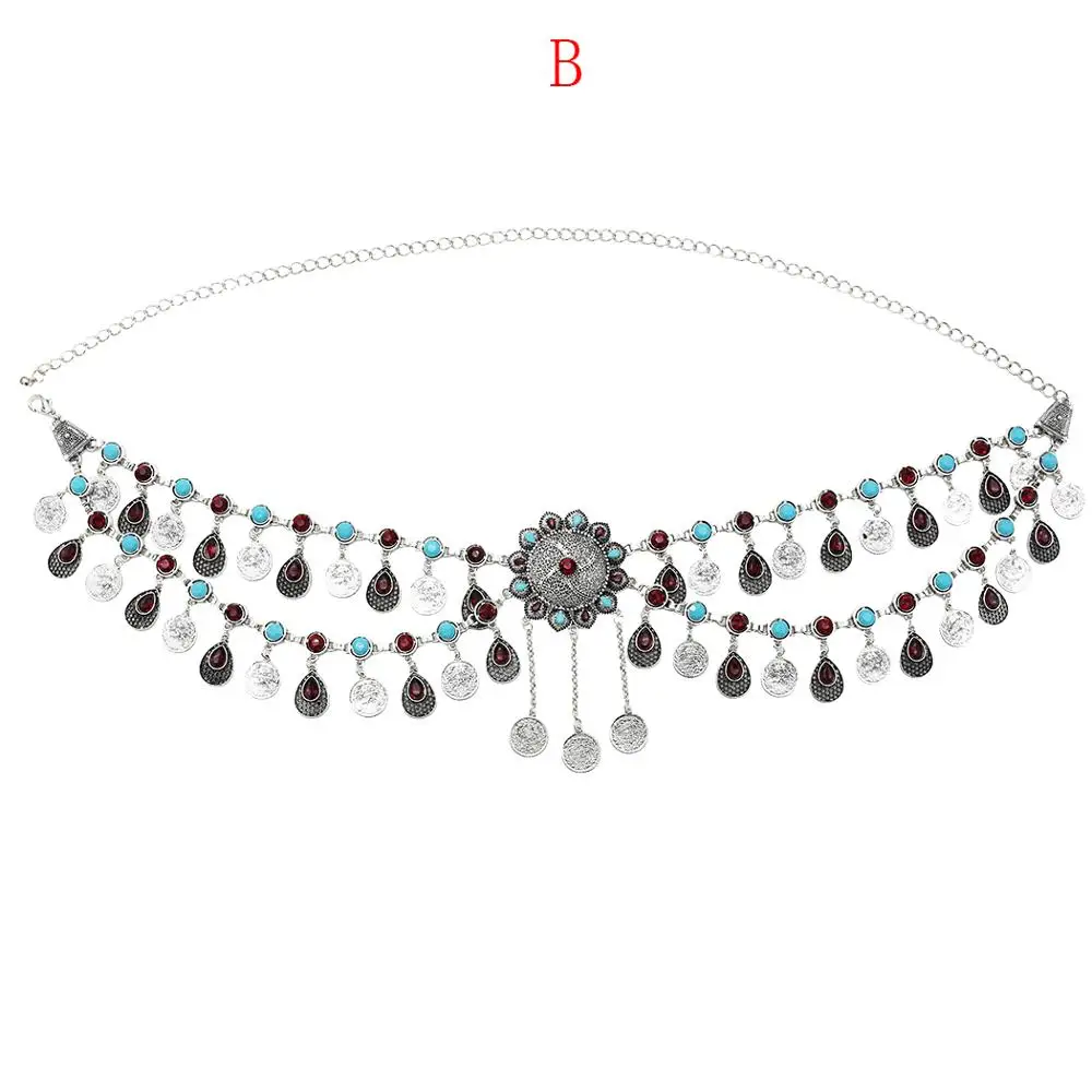 Turkish Crystal Belly Waist Chains for Women Boho Vintage Metal Butterfly Flower Coin Tassel Body Chain Indian Egypt  Jewelry
