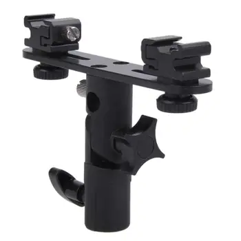 

Dual Hot Cold Shoe Flash Bracket 2 Hotshoes Umbrella Holder Clamp Swivel Light Stand For Speedlight For Studio Dslr Camera Led