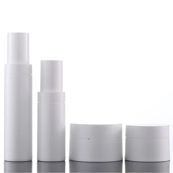 

White Vacuum Travel Refillable Bottle Set Press Type Empty Bottle Cosmetic Face Cream Jars Lotion Bottle Makeup Container