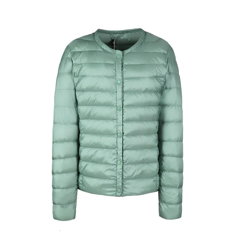 powderblue Зимний женский сверхлегкий тонкий пуховик, белый утиный пух, куртки с длинным рукавом, теплое пальто, парка, Женская портативная верхняя одежда - Цвет: powderblue