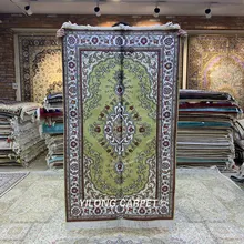 Yilong 3'x5' персидский шелковый ковер ручной работы зеленый ковер(HF362AB