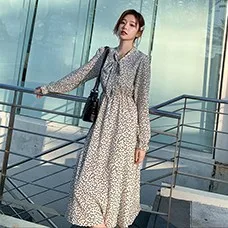 Ladies-Bohemian-Bow-Collar-Women-Dress-Casual-Ankle-length-A-line-Print-Empire-Dress-Fashion-Print