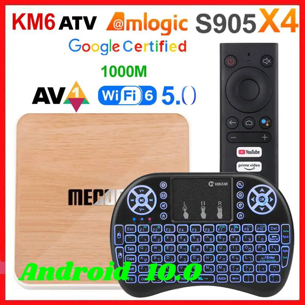 Mecool KM6 Amlogic S905X4 Smart TV Box Android 10.0 ATV 4GB RAM 64GB ROM Deluxe 2.4/5G WiFi BT Set top Box 4K Android 10  2G16G