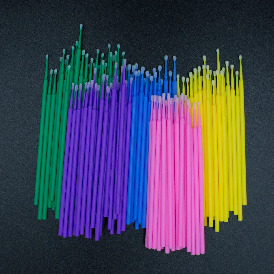 100pcs Disposable Micro Brush Individual Eyelash Extension Brush 5 Color Mascara Applicators Sticks Lash Removing Makeup Tools